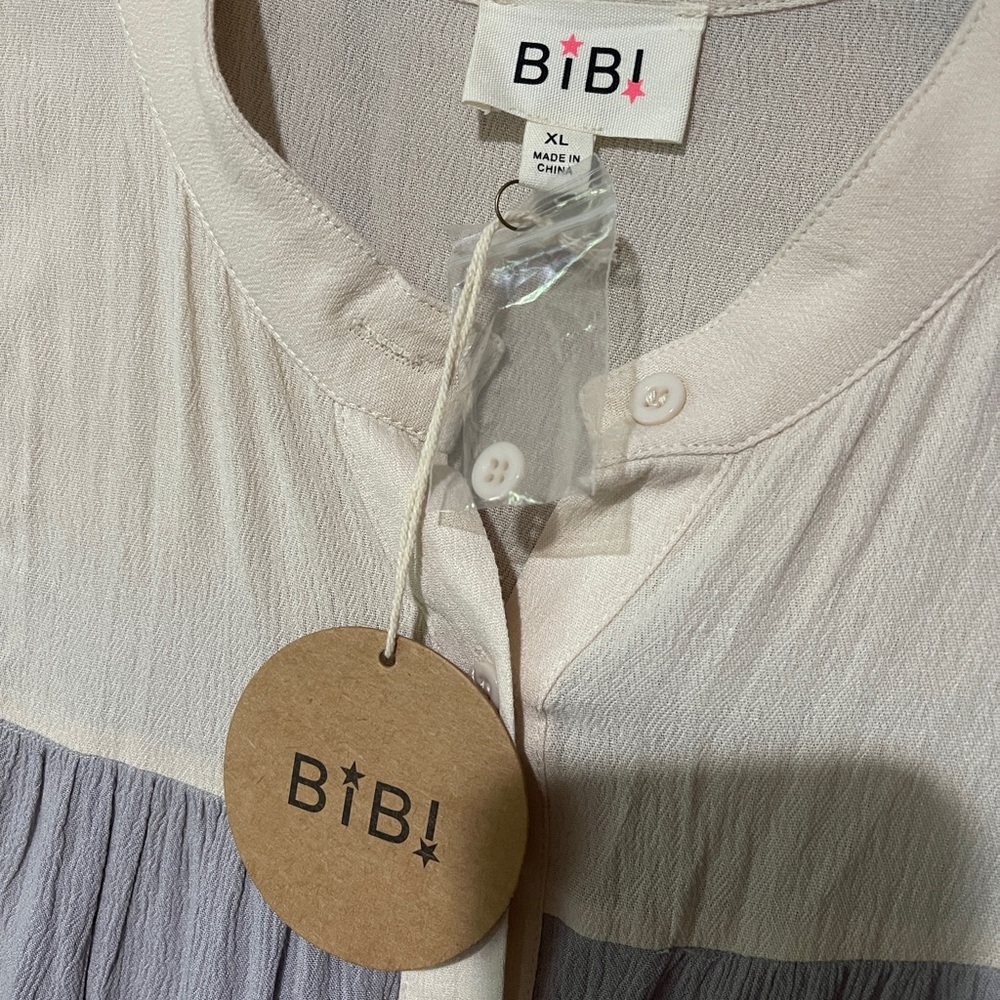 BiBi Two-Tone Button-Up Dress - Picture 2 of 3